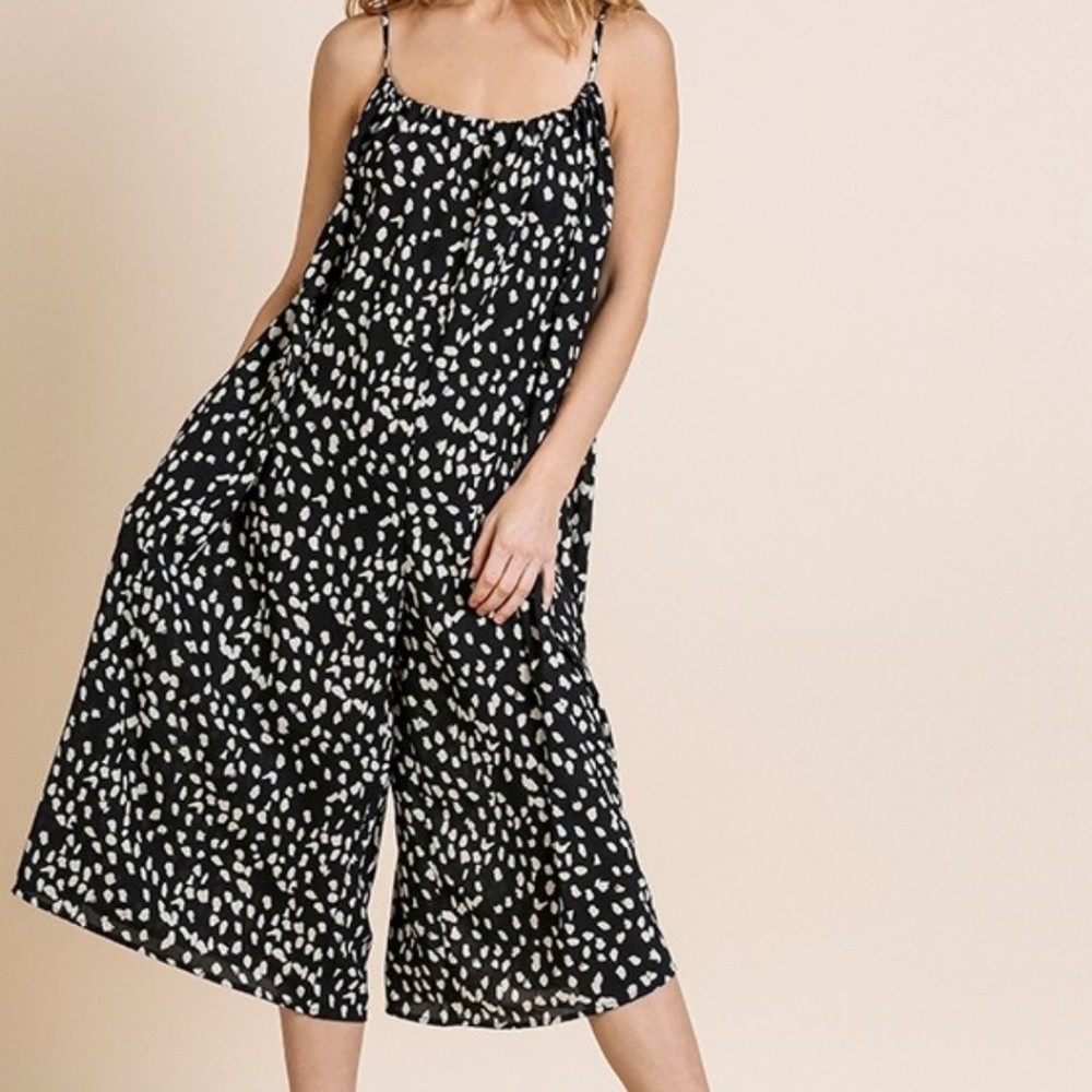 Umgee Oversized Cropped Wide Leg Jumpsuit